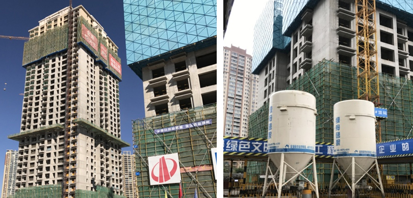 金地恒泰城是用绿舟砂浆生产的抗裂砂浆、抹灰砂浆和砌筑砂浆